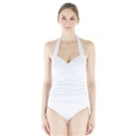Polka Dots - Ivory on White Women s Halter One Piece Swimsuit