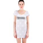 Polka Dots - White on White Smoke Short Sleeve Bodycon Dress