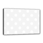 Polka Dots - White on White Smoke Canvas 18  x 12  (Stretched)