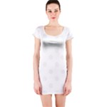 Polka Dots - White Smoke on White Short Sleeve Bodycon Dress