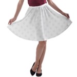 Polka Dots - White Smoke on White A-line Skater Skirt