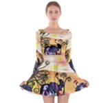 Indian Elephants Long Sleeve Skater Dress