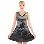 Motorcross V-Neck Sleeveless Dress