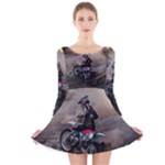 Motorcross Long Sleeve Velvet Skater Dress