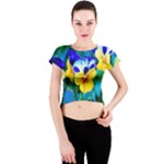 Wallpaper Flower Tulip Crew Neck Crop Top