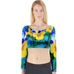 Wallpaper Flower Tulip Long Sleeve Crop Top (Tight Fit)