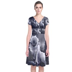 Short Sleeve Front Wrap Dress 