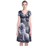 Wolf Short Sleeve Front Wrap Dress