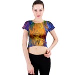 Abstract Paintings Crew Neck Crop Top