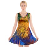 Abstract Paintings V-Neck Sleeveless Dress