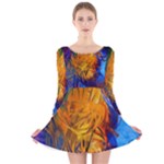 Abstract Paintings Long Sleeve Velvet Skater Dress