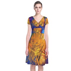 Short Sleeve Front Wrap Dress 