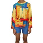 Abstrak Paint Kid s Long Sleeve Swimwear