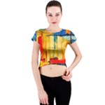Abstrak Paint Crew Neck Crop Top