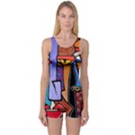 Art Painting Pop Design Stars One Piece Boyleg Swimsuit