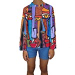 Art Painting Pop Design Stars Kid s Long Sleeve Swimwear