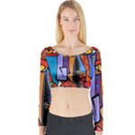 Art Painting Pop Design Stars Long Sleeve Crop Top (Tight Fit)