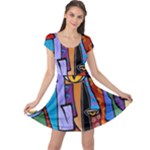 Art Painting Pop Design Stars Cap Sleeve Dress