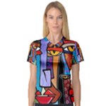 Art Painting Pop Design Stars Women s V-Neck Sport Mesh Tee
