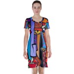 Art Painting Pop Design Stars Short Sleeve Nightdress