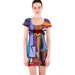 Art Painting Pop Design Stars Short Sleeve Bodycon Dress