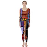 Art Painting Pop Design Stars Long Sleeve Catsuit