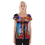 Art Painting Pop Design Stars Women s Cap Sleeve Top