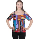 Art Painting Pop Design Stars Women s Cutout Shoulder Tee