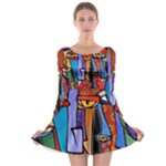 Art Painting Pop Design Stars Long Sleeve Skater Dress