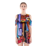 Art Painting Pop Design Stars Women s Cutout Shoulder One Piece