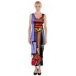 Art Painting Pop Design Stars Fitted Maxi Dress