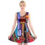 Art Painting Pop Design Stars V-Neck Sleeveless Dress