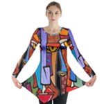 Art Painting Pop Design Stars Long Sleeve Tunic 