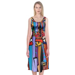 Art Painting Pop Design Stars Midi Sleeveless Dress from ArtsNow.com