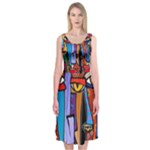 Art Painting Pop Design Stars Midi Sleeveless Dress