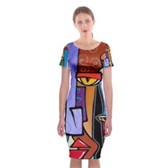 Classic Short Sleeve Midi Dress Front Classic Short Sleeve Midi Dress Front