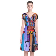 Short Sleeve Front Wrap Dress 