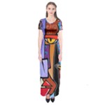 Art Painting Pop Design Stars Short Sleeve Maxi Dress