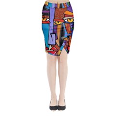 Art Painting Pop Design Stars Midi Wrap Pencil Skirt from ArtsNow.com