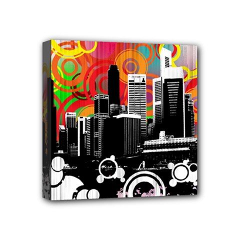 City Town Mini Canvas 4  x 4  (Stretched) from ArtsNow.com