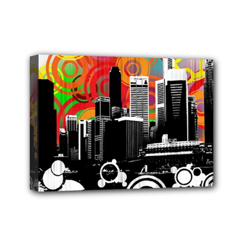 City Town Mini Canvas 7  x 5  (Stretched) from ArtsNow.com