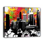 City Town Canvas 14  x 11  (Stretched)