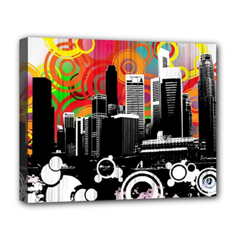 City Town Deluxe Canvas 20  x 16  (Stretched) from ArtsNow.com