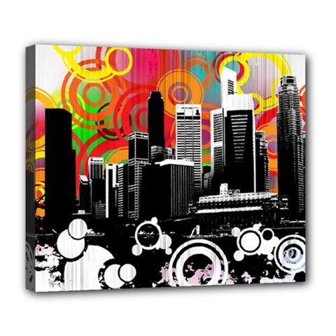 City Town Deluxe Canvas 24  x 20  (Stretched) from ArtsNow.com