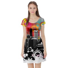 Short Sleeve Skater Dress Front Short Sleeve Skater Dress Front