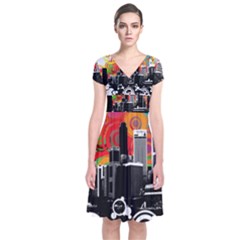 Short Sleeve Front Wrap Dress 