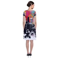 Short Sleeve Front Wrap Dress 