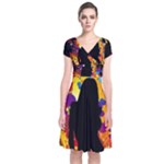 Clap Girl Short Sleeve Front Wrap Dress