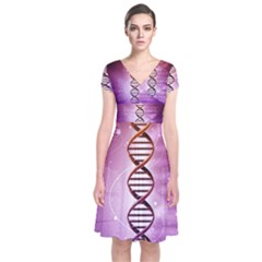 Short Sleeve Front Wrap Dress 