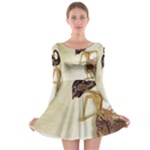 Gunungan Wayang Wallpaper Long Sleeve Skater Dress